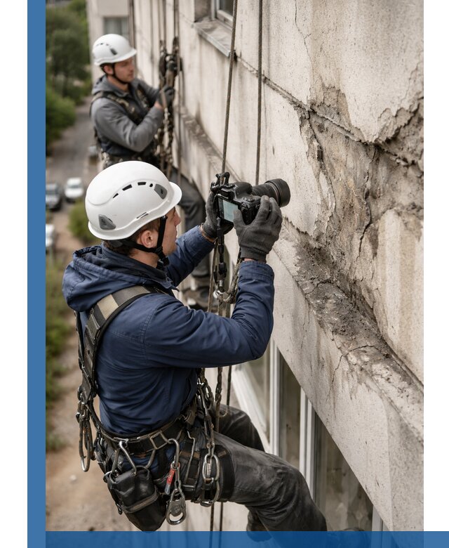 Фотофиксация дефектов фасада с высотной съемкой в Северодвинске