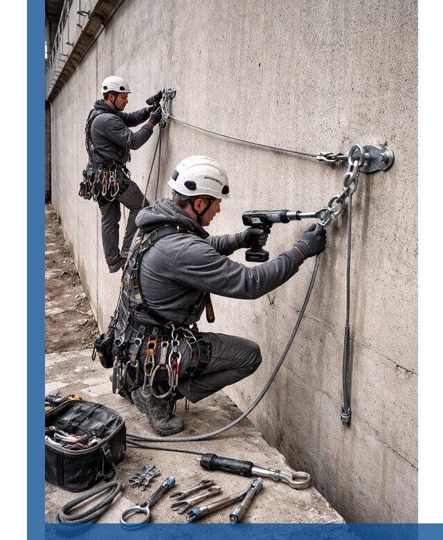 Монтаж анкерных линий высотной безопасности в Северодвинске