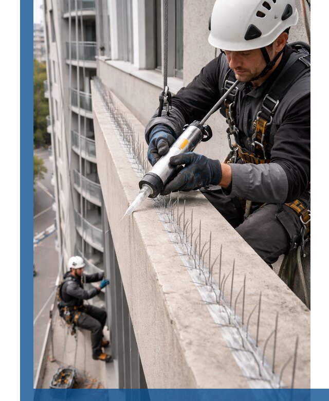 Установка шипов от птиц на фасадах и кровлях в Северодвинске